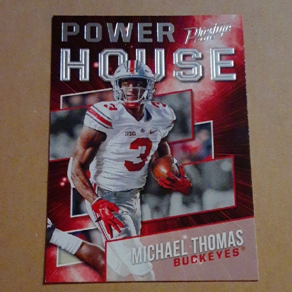Thomas Panini Power House Football Trading Card - Red and Silver